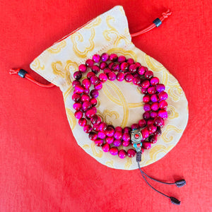108-Bead Tiger’s Eye Mala with Tibetan Guru Bead