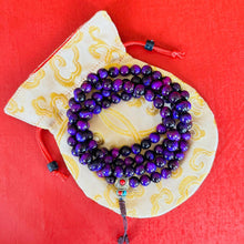 Load image into Gallery viewer, 108-Bead Tiger’s Eye Mala with Tibetan Guru Bead
