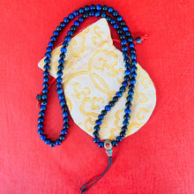 Load image into Gallery viewer, 108-Bead Tiger’s Eye Mala with Tibetan Guru Bead
