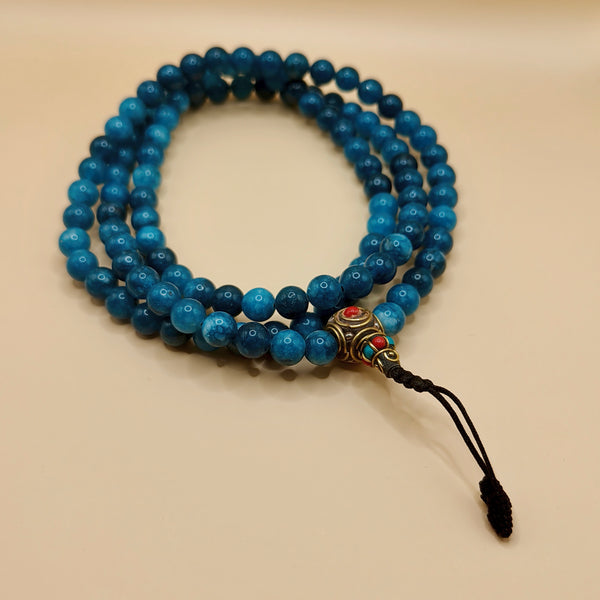 108 Mala - Apatite Blu