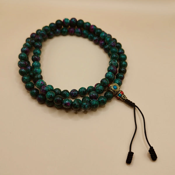108 Mala - Rubino in Zoisite 