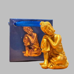 Mini Statue of Buddha Ananda – Relaxing Pose with Peace Message Bag