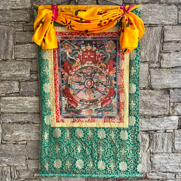 Wheel of Life Thangka - the endless cycle of birth and rebirth driven by karma and ignorance.