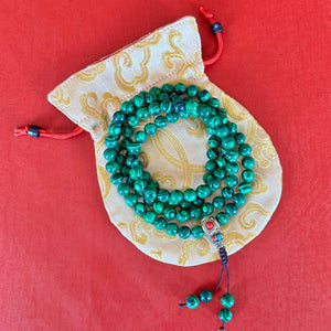 MALACHITE with Tibetan Guru bead - 108 mala