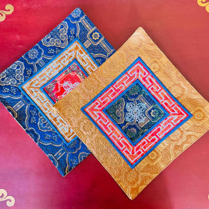 Tibetan Double Dorje Embroidered Brocade Table Mat