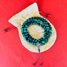 Load image into Gallery viewer, 108-Bead Tiger’s Eye Mala with Tibetan Guru Bead
