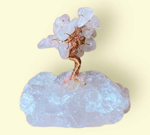 Rose quartz tree of life