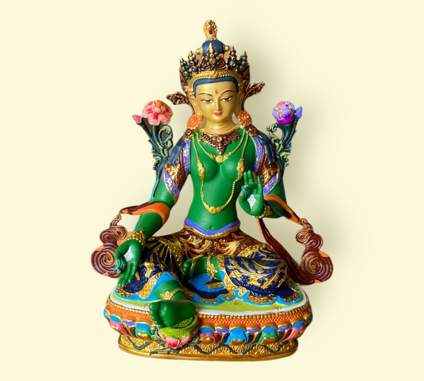 Green Tara - Hand Painted Statue 17 cm