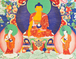 Buddha Shakyamuni and the 16 Arhats Panel